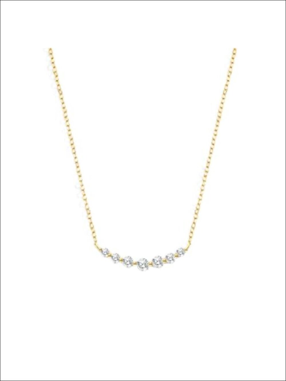 18K Gold Plated CZ Arc Pendant Necklace Adjustable 16-18 inch Waterproof